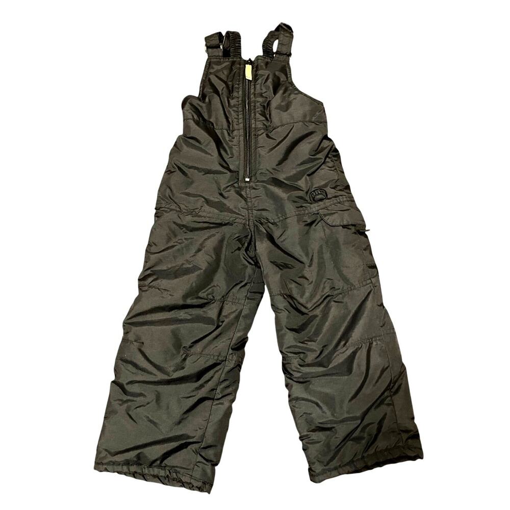 Gander Gang Boys Bib Snowpants Toddler 3T Black Vinyl Waterproof Zip Up Front